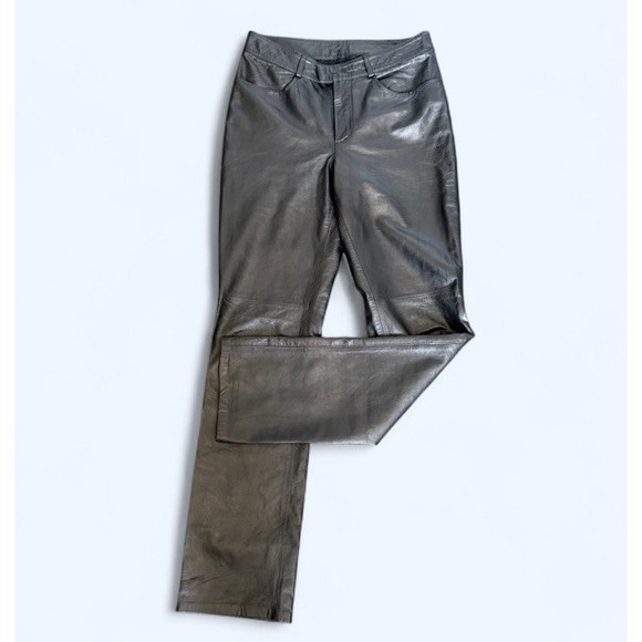 Y2K INC Black 100% Leather Pants Women's Straight Leg High Rise Vintage Sz 4 - Picture 1 of 8